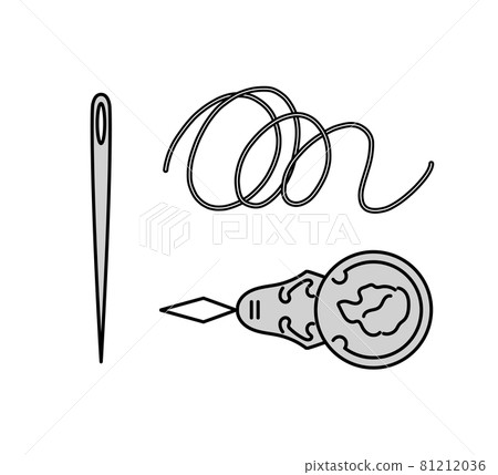 穿線器、針和線的插圖集 81212036