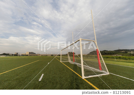 Soccer rugby ground goal baseball field sunset Tamagawa riverbed ground Soccer rugby ground goal baseball field sunset Tamagawa riverbed ground 81213091