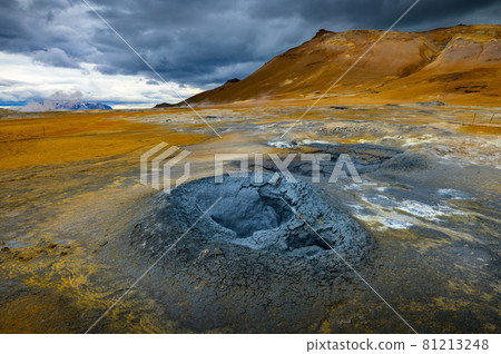 Mudpots in the Hverir geothermal area in Iceland Mudpots in the Hverir geothermal area in Iceland 81213248