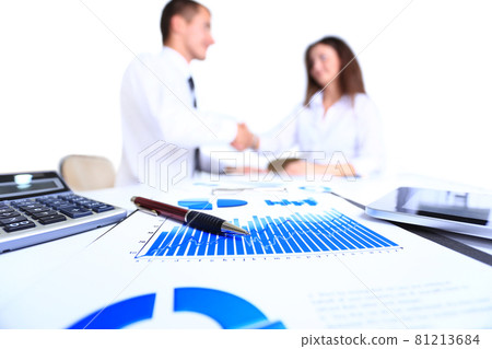 Graphs, charts, business table. The workplace of business people 81213684