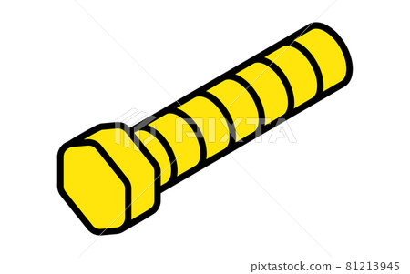 Simple yellow bolt isometric icon, skateboard parts Simple yellow bolt isometric icon, skateboard parts 81213945
