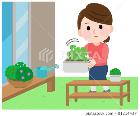 Typhoon countermeasures: A woman who keeps things that are likely to fly inside the house 2 Illustration Typhoon countermeasures: A woman who keeps things that are likely to fly inside the house 2 Illustration 81214437