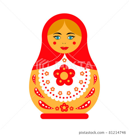 Russian doll Matryoshka isolated on white. Traditional Russian souvenir. Flat vector icon. Russian doll Matryoshka isolated on white. Traditional Russian souvenir. Flat vector icon. 81214746