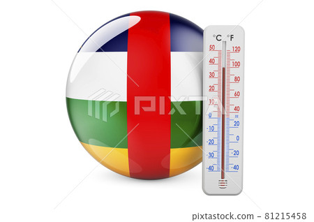 Central African flag with thermometer. 3D rendering Central African flag with thermometer. 3D rendering 81215458