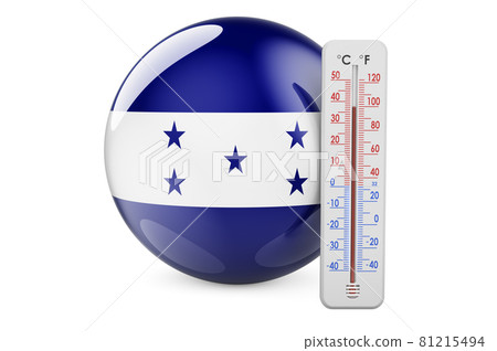 Honduranian flag with thermometer. 3D rendering 81215494