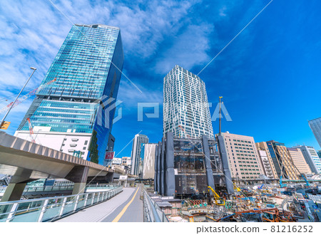 Tokyo cityscape of Japan Redevelopment in front of Shibuya station and skyscrapers (Sakuragaokaguchi district under redevelopment in the front right) 81216252