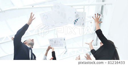 close up.exultant business team after signing the contract 81216433