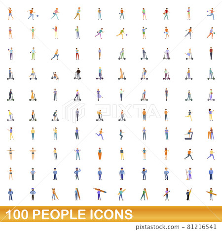 100 people icons set, cartoon style 100 people icons set, cartoon style 81216541