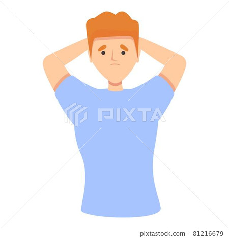 Scared boy icon cartoon vector. Complex strategy Scared boy icon cartoon vector. Complex strategy 81216679