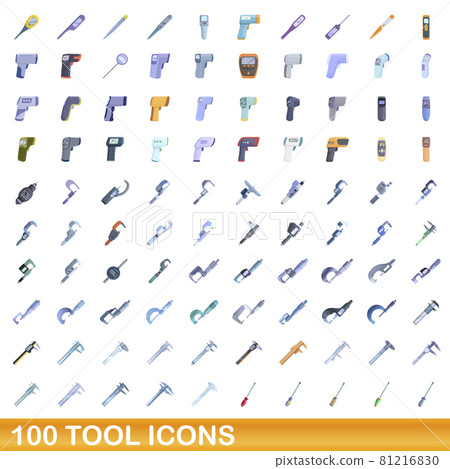 100 tool icons set, cartoon style 100 tool icons set, cartoon style 81216830