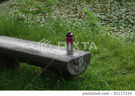 Water bottle on the bench 81217234