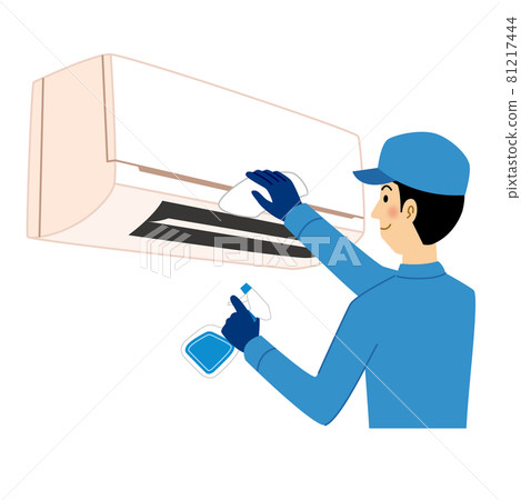 Cleaning man cleaning the air conditioner 81217444