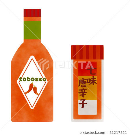 Watercolor style illustration of Tabasco and Shichimi Watercolor style illustration of Tabasco and Shichimi 81217821