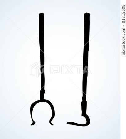 Old fire iron poker. Vector drawing Old fire iron poker. Vector drawing 81218609