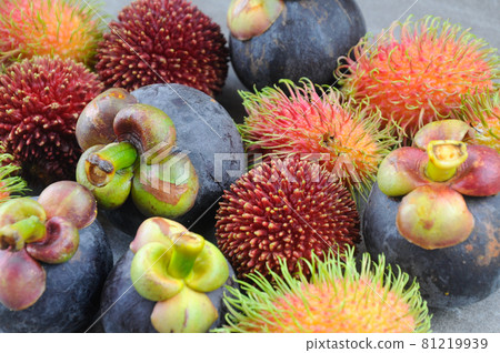 Ripe mangosteen, rambutans and pulasan Ripe mangosteen, rambutans and pulasan 81219939
