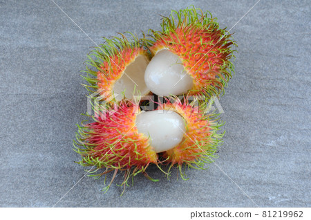 MERSING, MALAYSIA -SEPTEMBER 11, 2016: Ripe rambutan fruit ready to eat. Fresh from the tree.  81219962