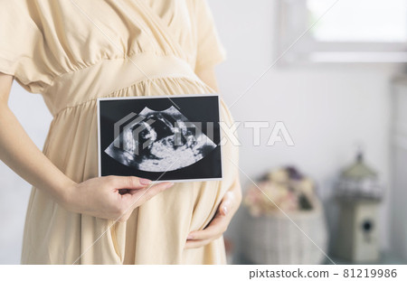 Pregnant woman image with echo photo Maternity photo 81219986