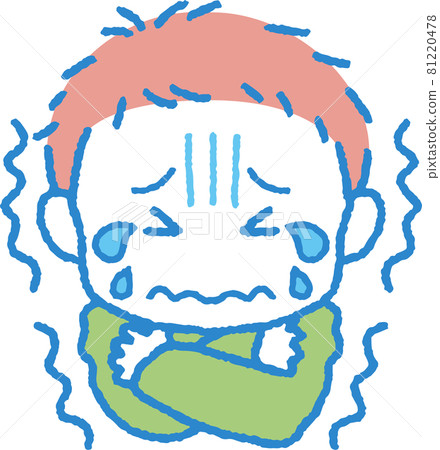 Illustration of a boy trembling in the cold Illustration of a boy trembling in the cold 81220478