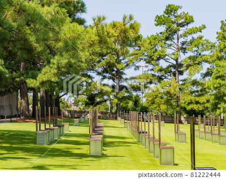 Sunny view of the Oklahoma City Memorial chairs Sunny view of the Oklahoma City Memorial chairs 81222444