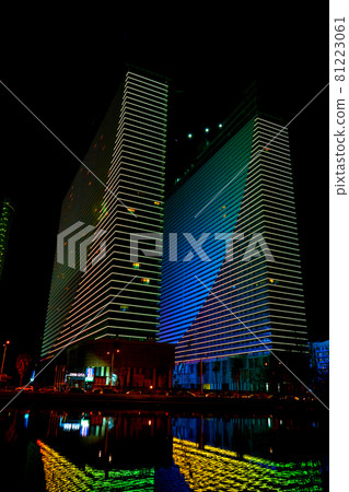 Evening view of the modern hotel complex Orbi City in the city of Batumi Evening view of the modern hotel complex Orbi City in the city of Batumi 81223061