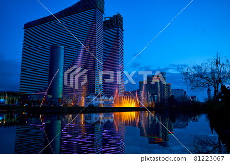 Evening view of the modern hotel complex Orbi City in the city of Batumi 81223067