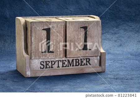 September 11 date in a rustic wood block calendar September 11 date in a rustic wood block calendar 81223841