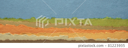 blue sky over hills abstract landscape created with handmade rag paper blue sky over hills abstract landscape created with handmade rag paper 81223935