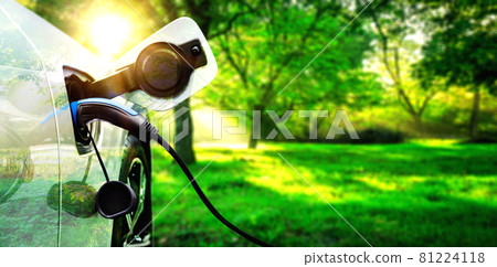 EV charging station for electric car in concept of green energy and eco power EV charging station for electric car in concept of green energy and eco power 81224118