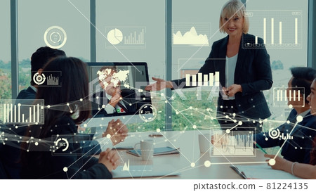 Creative visual of business people in a corporate staff meeting on video call Creative visual of business people in a corporate staff meeting on video call 81224135
