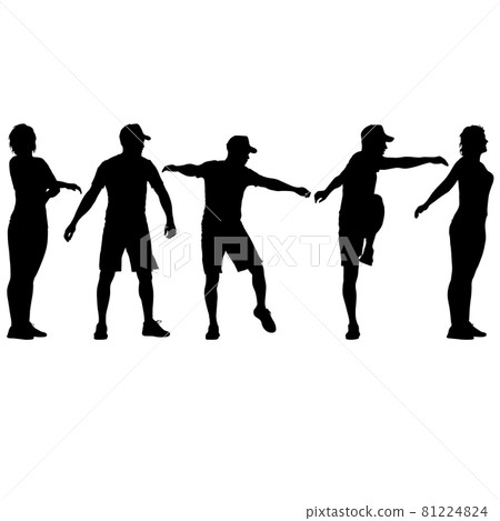 Silhouette Group of People Standing on White Background 81224824