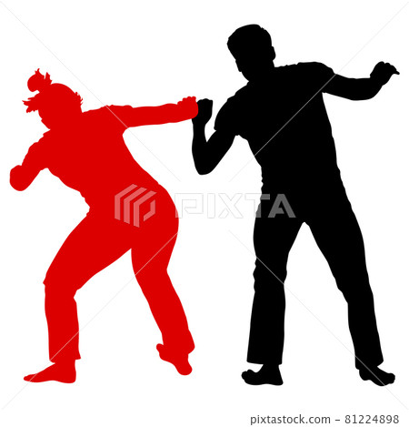 Silhouette of a Martial Arts on a white background Silhouette of a Martial Arts on a white background 81224898