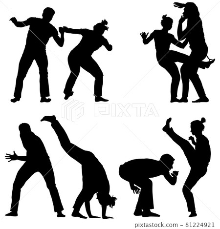 Set silhouette of a Martial Arts on a white background Set silhouette of a Martial Arts on a white background 81224921