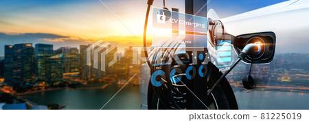 EV charging station for electric car in concept of alternative green energy 81225019