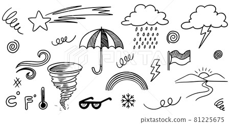 Collection of hand drawn doodle weather icons... - Stock Illustration ...