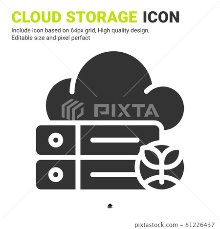 Cloud storage icon vector with glyph style... - Stock Illustration ...