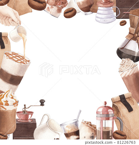 Coffee frame watercolor Coffee frame watercolor 81226763