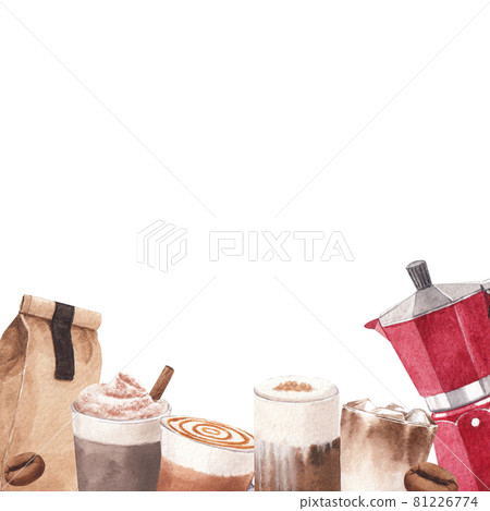 Coffee frame watercolor Coffee frame watercolor 81226774