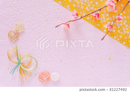 Japanese pattern background of plum and mizuhiki work Japanese pattern background of plum and mizuhiki work 81227492