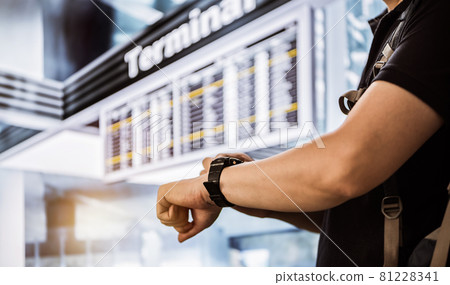 Man traveling by plane Man traveling by plane 81228341
