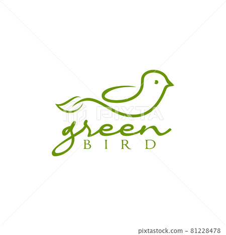 Line art green leaf littlei bird logo design Line art green leaf littlei bird logo design 81228478