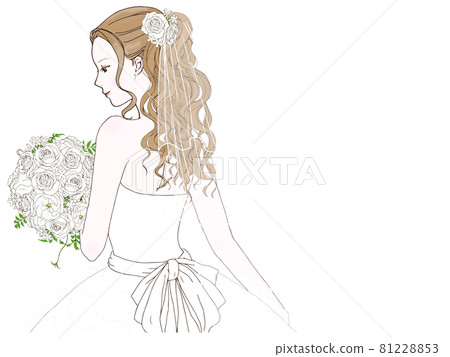 Sideways bride  (wedding dress, upper body) - Stock Illustration  [81228853] - PIXTA