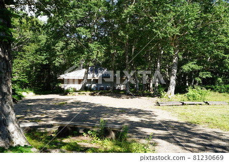 長野縣志賀高原大沼池到赤石山徒步旅行小道起點附近的休息處 長野縣志賀高原大沼池到赤石山徒步旅行小道起點附近的休息處 81230669