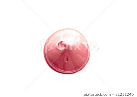 Coral beauty cosmetic texture isolated on white background, smudged makeup emulsion cream smear or foundation smudge, crushed cosmetics product and paint strokes 81231240