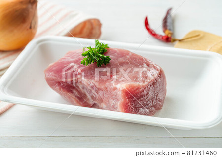 Pork thigh block meat in a tray Pork thigh block meat in a tray 81231460