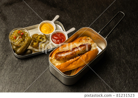Photo of baked fresh handmade sausage 81231523
