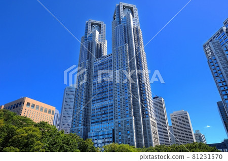 東京都政府大樓和西新宿的摩天大樓 81231570