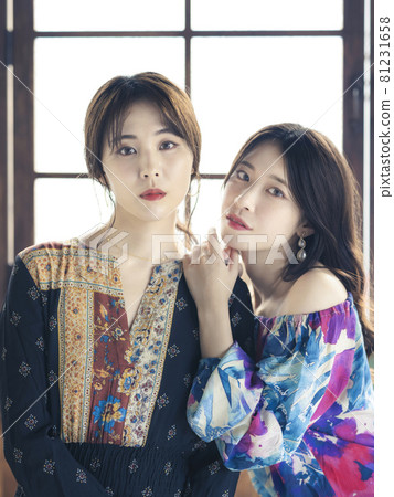 Portrait fashion image of two women Portrait fashion image of two women 81231658
