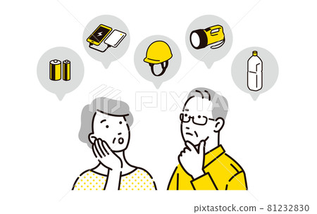 Person Senior couple thinking about disaster prevention 81232830