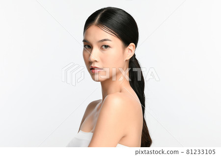 Beautiful young asian woman with clean fresh skin on white background, Face care, Facial treatment, Beautiful young asian woman with clean fresh skin on white background, Face care, Facial treatment, 81233105