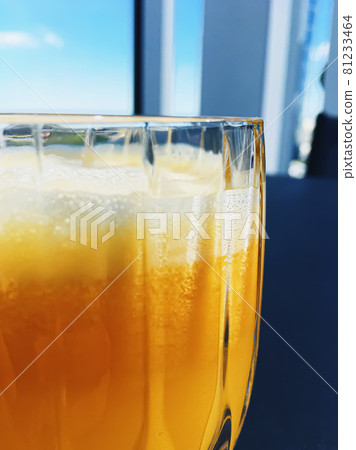 Healthy drink, fruit vitamins and beverage menu, fresh orange juice in luxury restaurant outdoors, food service and hotel breakfast concept 81233464